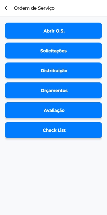 Tela de opções