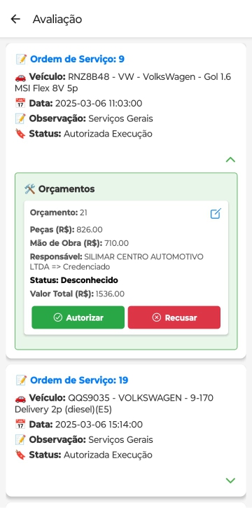 Tela de revisão